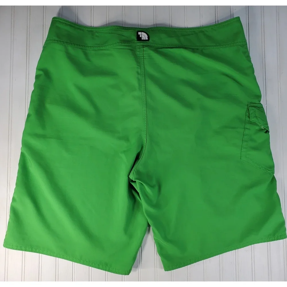 Mens North Face Green Board Shorts Size 38 Swim Trunks Surfer‎ Beach Non Lined